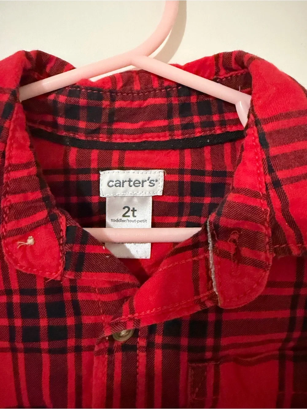 Carter's Red and Black Plaid Button-Down Shirt